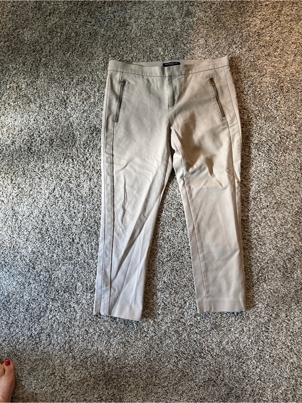 Banana Republic Light Tan Slim Chino Pants with Zipper Pockets